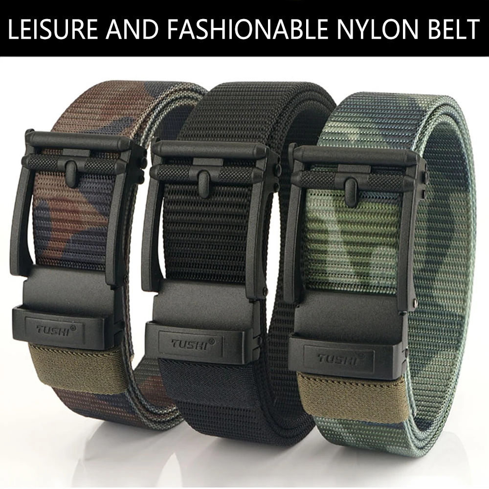 TUSHI New Men's Outdoor Belt Tough Stretch Military Belt Soft Nylon Sports Accessories Men Women Metal Tactical Belt