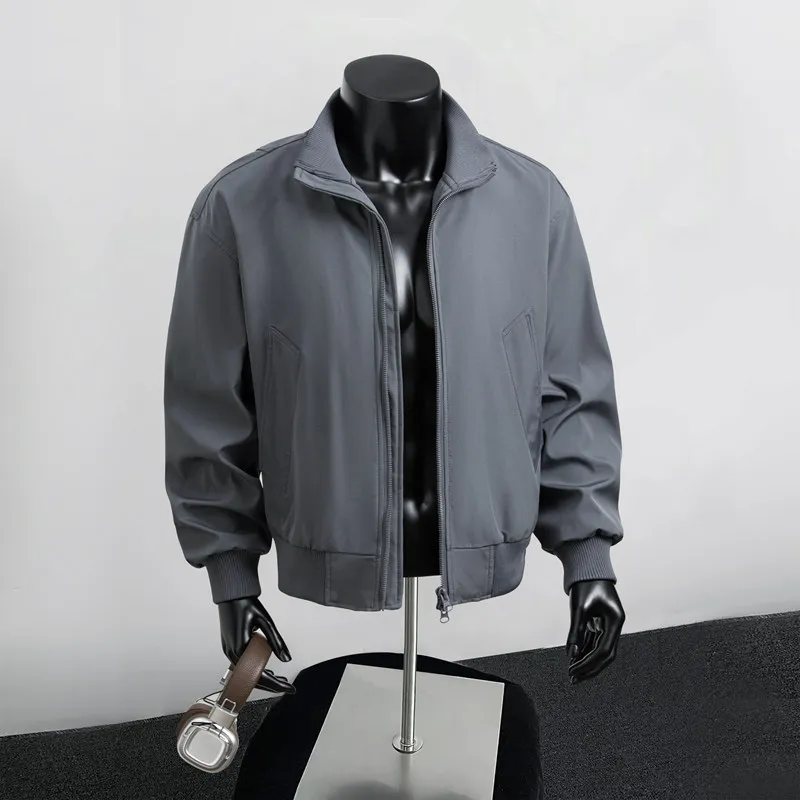 

Small Size Pilot Jaet irt for Young Men Trendy Haome Stand Collar Workwear Outerwear Polyester Fiber Long Sve