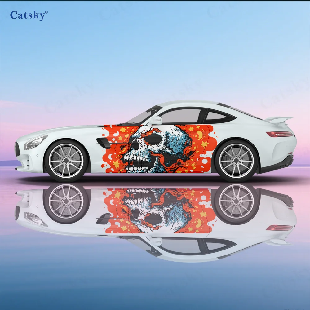

Skeleton Flame Star Car Vinyl Wraps Decal Self-adhesive PVC Sticker Suitable for Trucks SUV Decoration Auto Accessories Gift