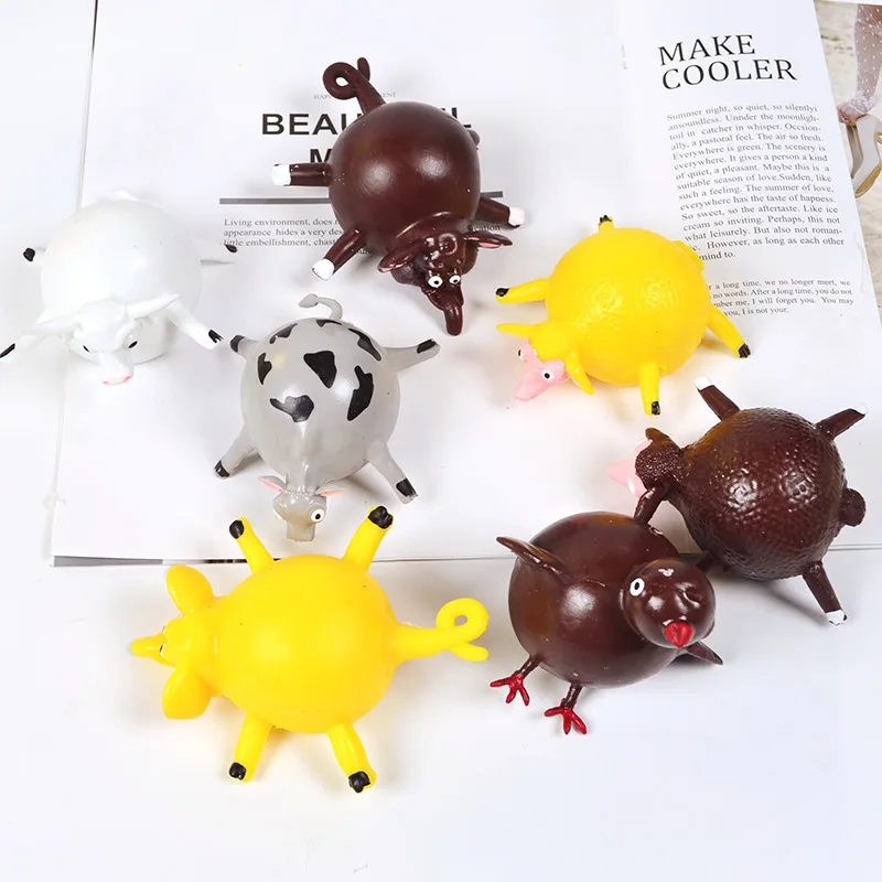 Kids Funny Cattle Animals Inflate Vent Balls Toy Squeeze Soft Ball Balloon Fidget Party Sports Cute Funny Games Toys Gift