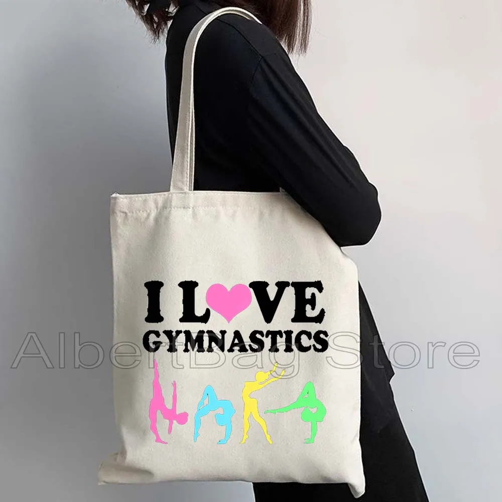 

Gymnast Lover Yoga Pilates Pole Dance Tumblin Gymnastics Sports Cute Gifts Women Canvas Shoulder Tote Bag Shopper Casual Handbag