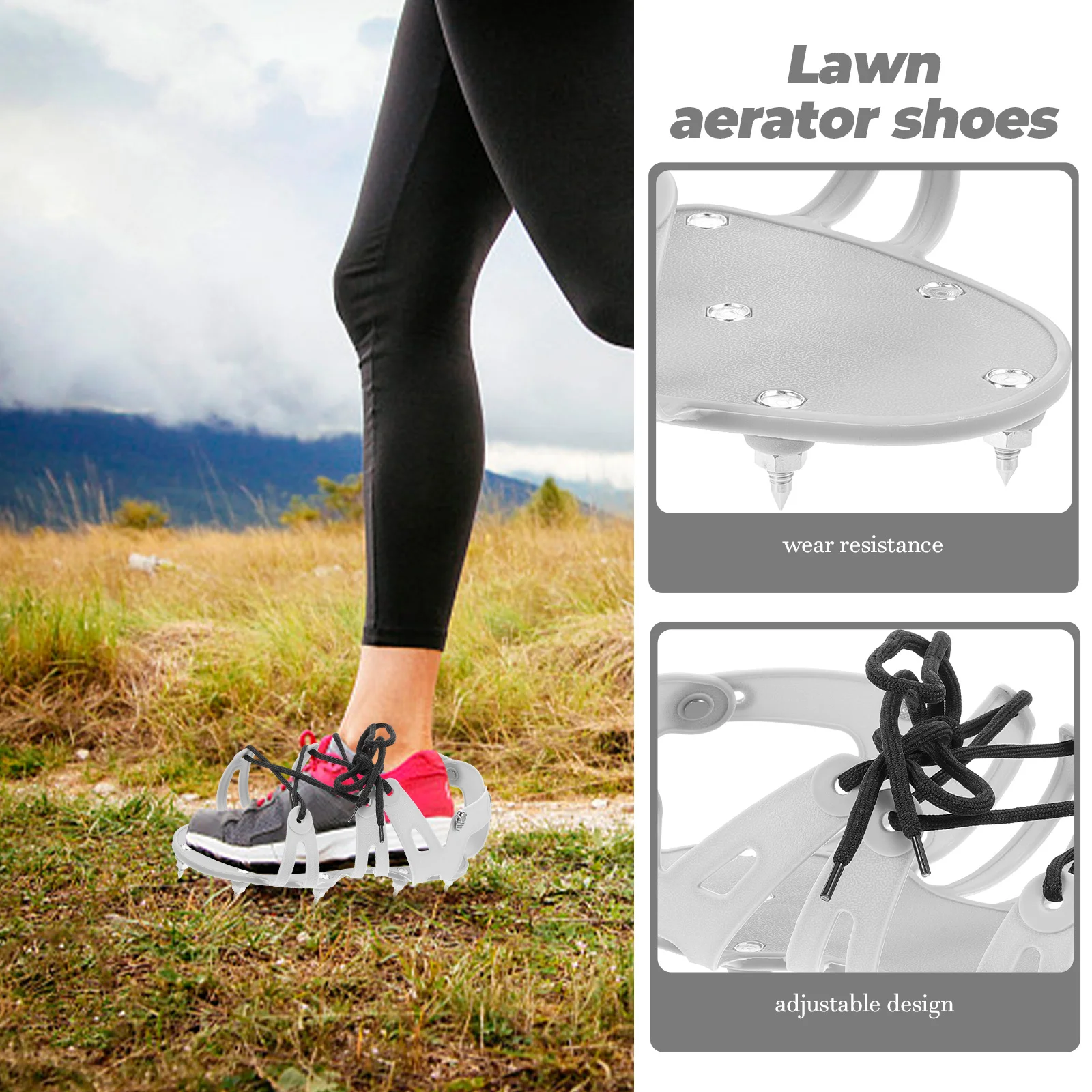 

1 Set Lawn Aerator Shoes Adjustable Spike Sandals For Grass Soil Aeration Easy Assembly Durable Aerating Tool Garden Outdoor Use