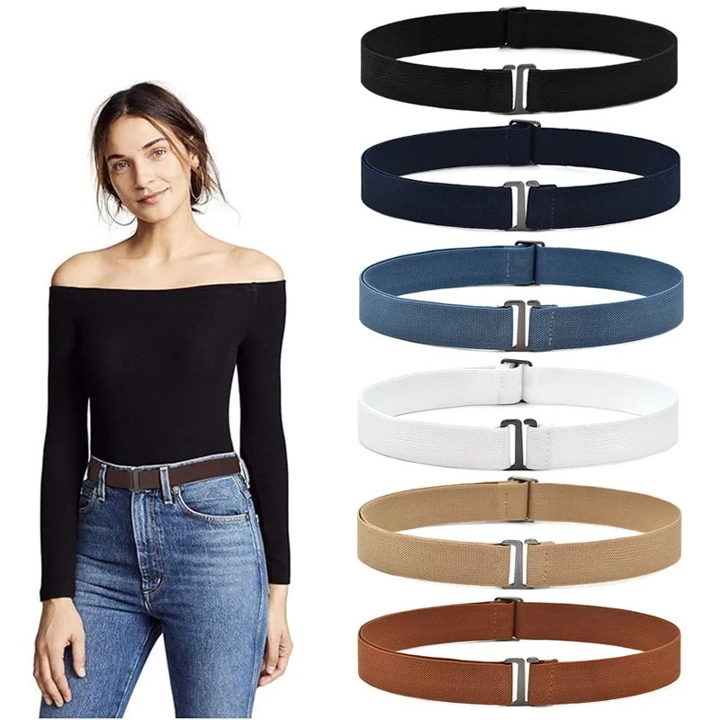 Women's Invisible Elastic Belt Fashion Adjustable Convenient Versatile Belt for Jeans Dress Student Waist Belt for Women