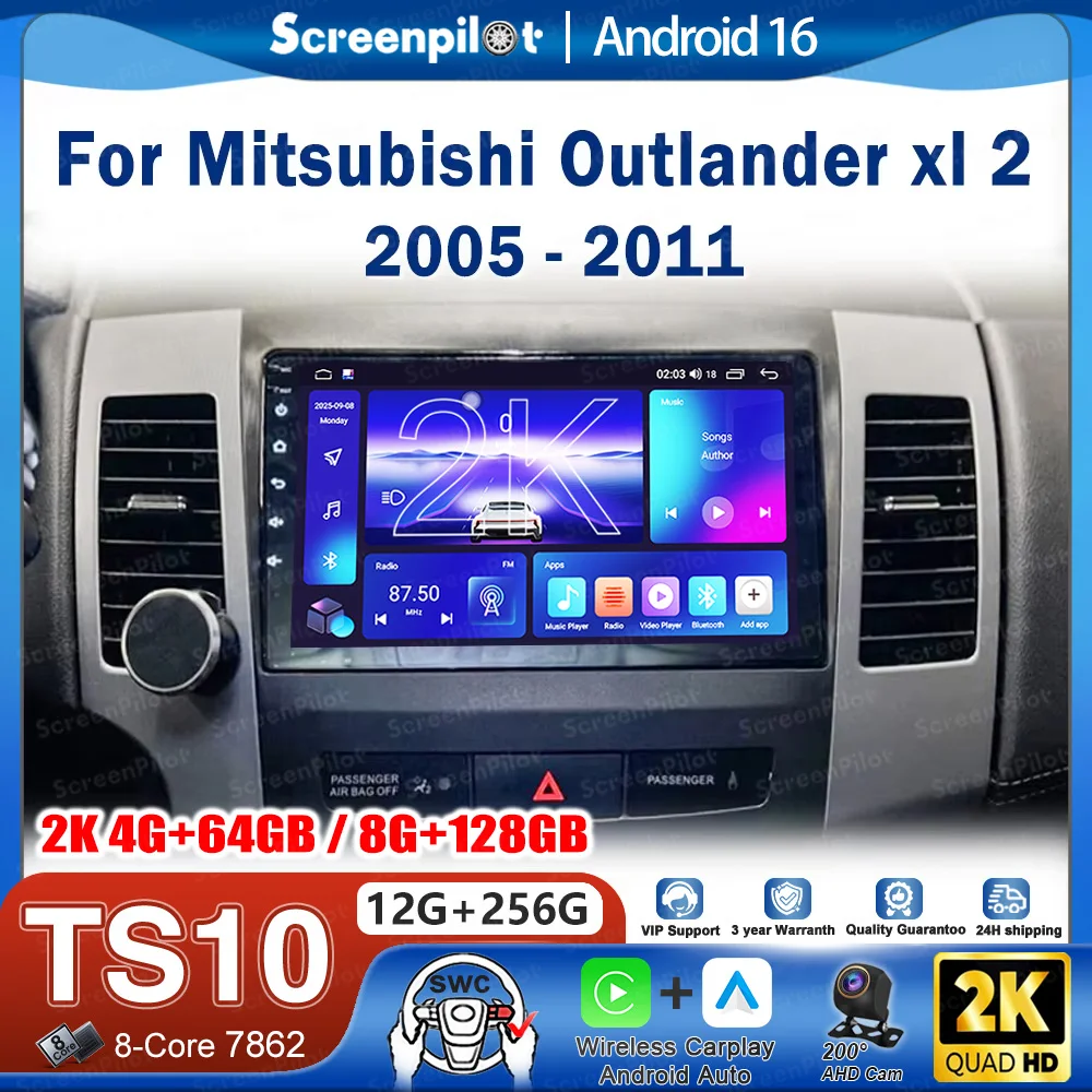 

Автомагнитола Android 16 для Mitsubishi Outlander XL 2 2005-2011, видеоплеер, GPS-навигация, сенсорный экран, Bluetooth, 8-ядерный процессор