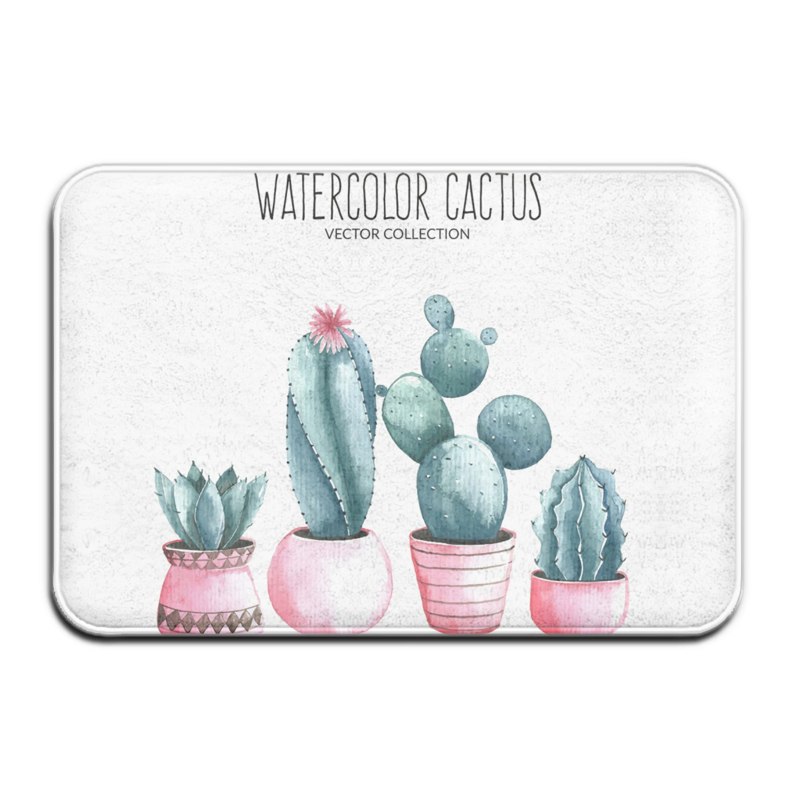 Cactus Watercolor Illustration Kitchen Mat Home Floor Mat Bathroom Indoor Doormat Anti-Slip Kitchen Floor Carpet Rug Long