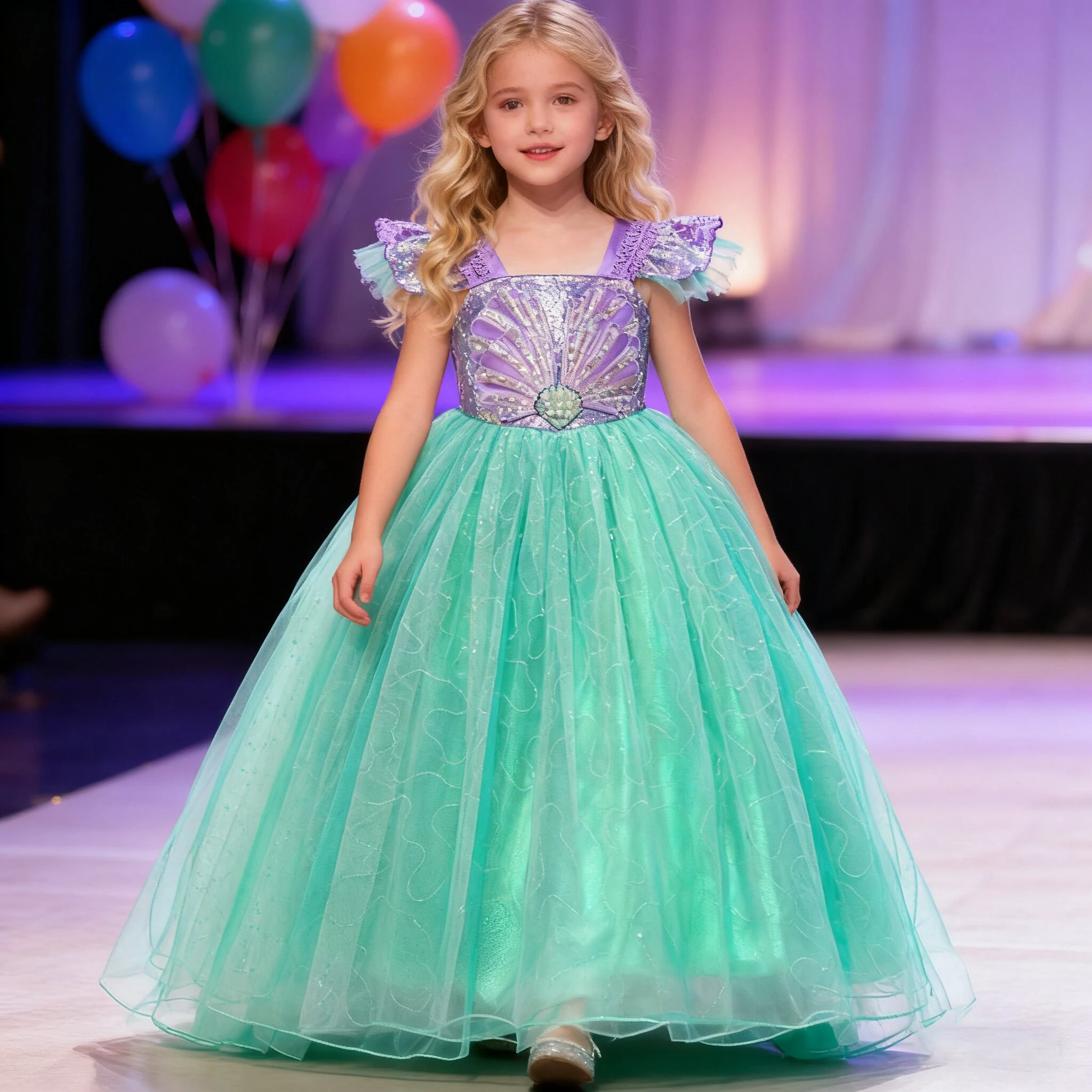 Summer Mermaid Party Dress for Girls Cosplay Halloween Christmas Costume Bow Wedding Birthday Perform Princess Prom Girl Dresses