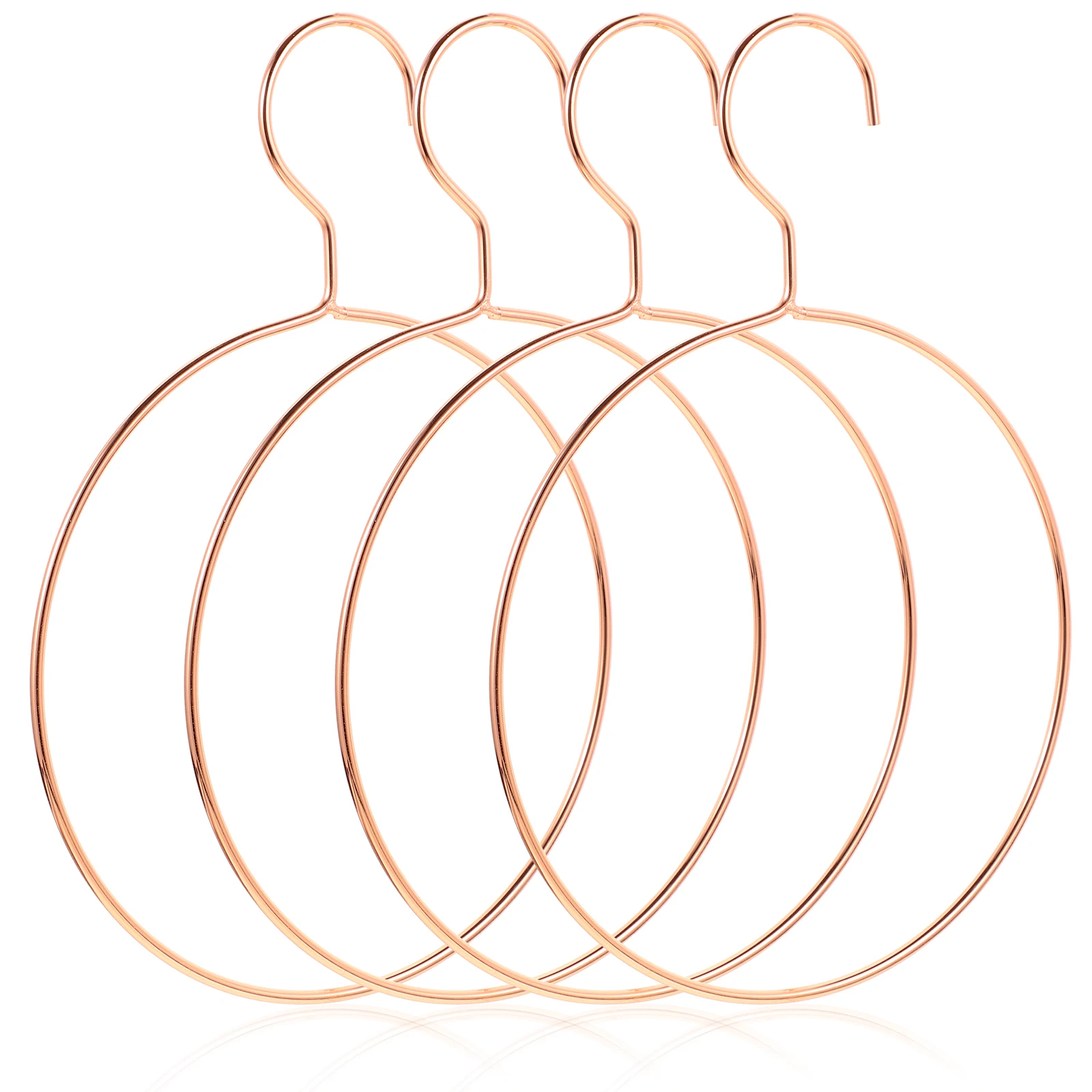 

4pcs Round Hanger Belt Scarf Wardrobe Storage Accessories Holder Closet Bag Hook Ring Rack Clothing Hangers Rose Gold