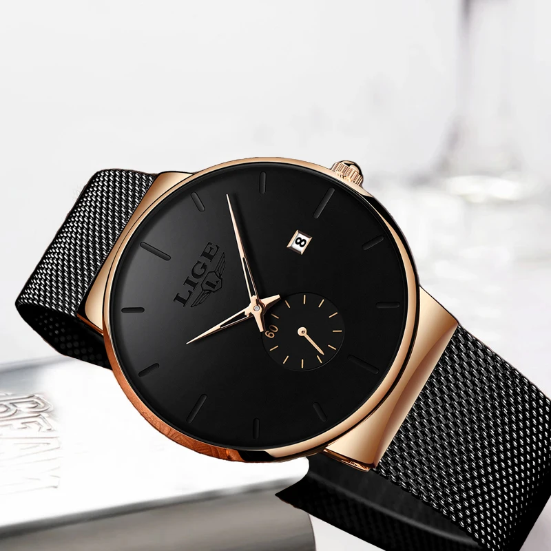 LIGE New Fashion Casual Quartz Ladies Watch Top Brand Luxury Watches for Women Ultra Thin Waterproof Business Gift Auto Calendar