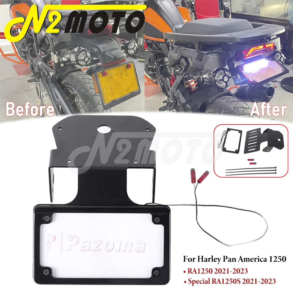 

Motorcycle License Plate Bracket Kit W/ LED Light Tail Tidy Fender Eliminator Holder For Pan America 1250 RA1250 S CVO 2021-2024