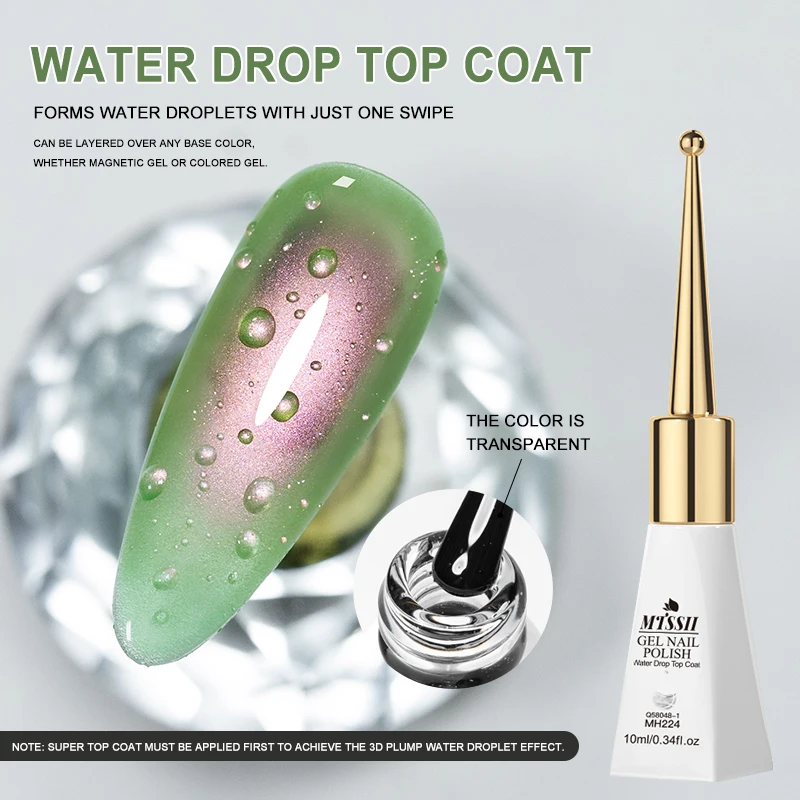 10ml 3D Clear Water Drop Top Coat Gel Nail Polish Crystal Water Drop Design No Wipe Soak Off Water Droplet Nail Functional Gel
