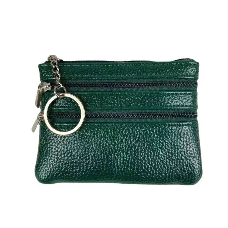 Porte-monnaie en cuir véritable rose pour femme, portefeuilles féminins, fermeture éclair, sacs de poche de rangement, vert, noir, mini porte-monnaie