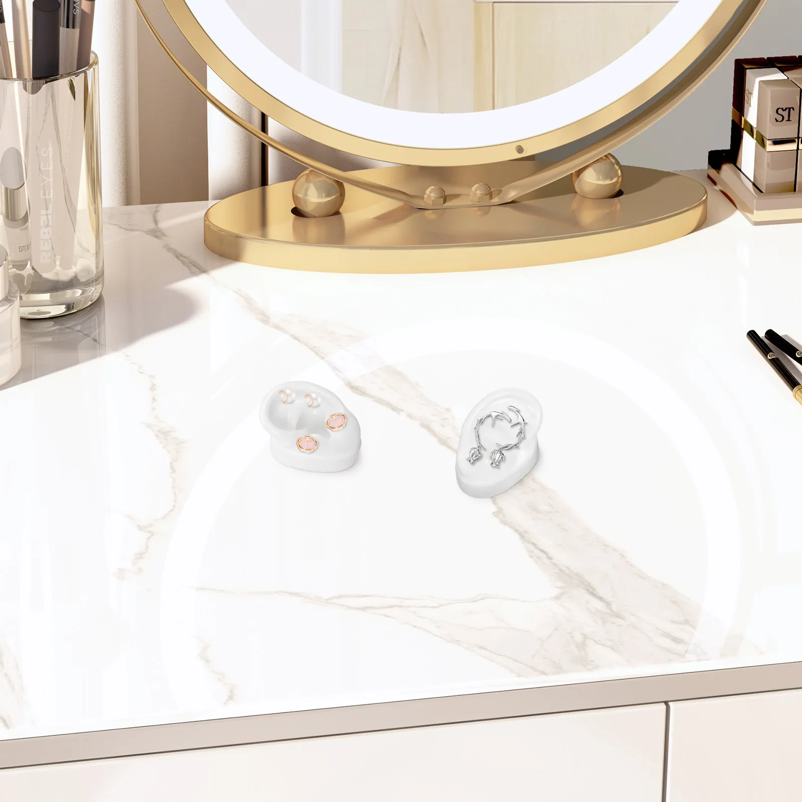 

Пара силиконовых манекенов ушей для демонстрации в магазинах, имитация человеческой ушной раковины для отоларингологии, практики пирсинга и работы с серьгами