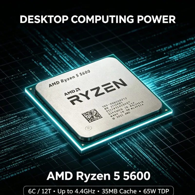CPU Processor PN 100‑000000927 Ryzen 5 5600 R5 5600 3.5GHz 6‑Core 12‑Thread 7NM L3 32M AM4 Without Cooler
