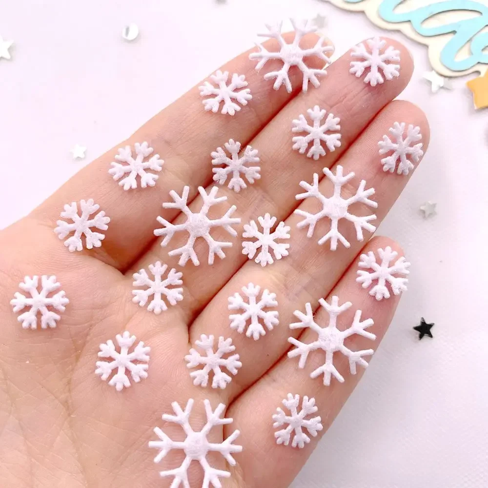 10mm 16mm Fabric White Christmas Snowflower Patch DIY Hair Bow Crafts Supplies Home Christmas Applique Accessories Art Decor E89