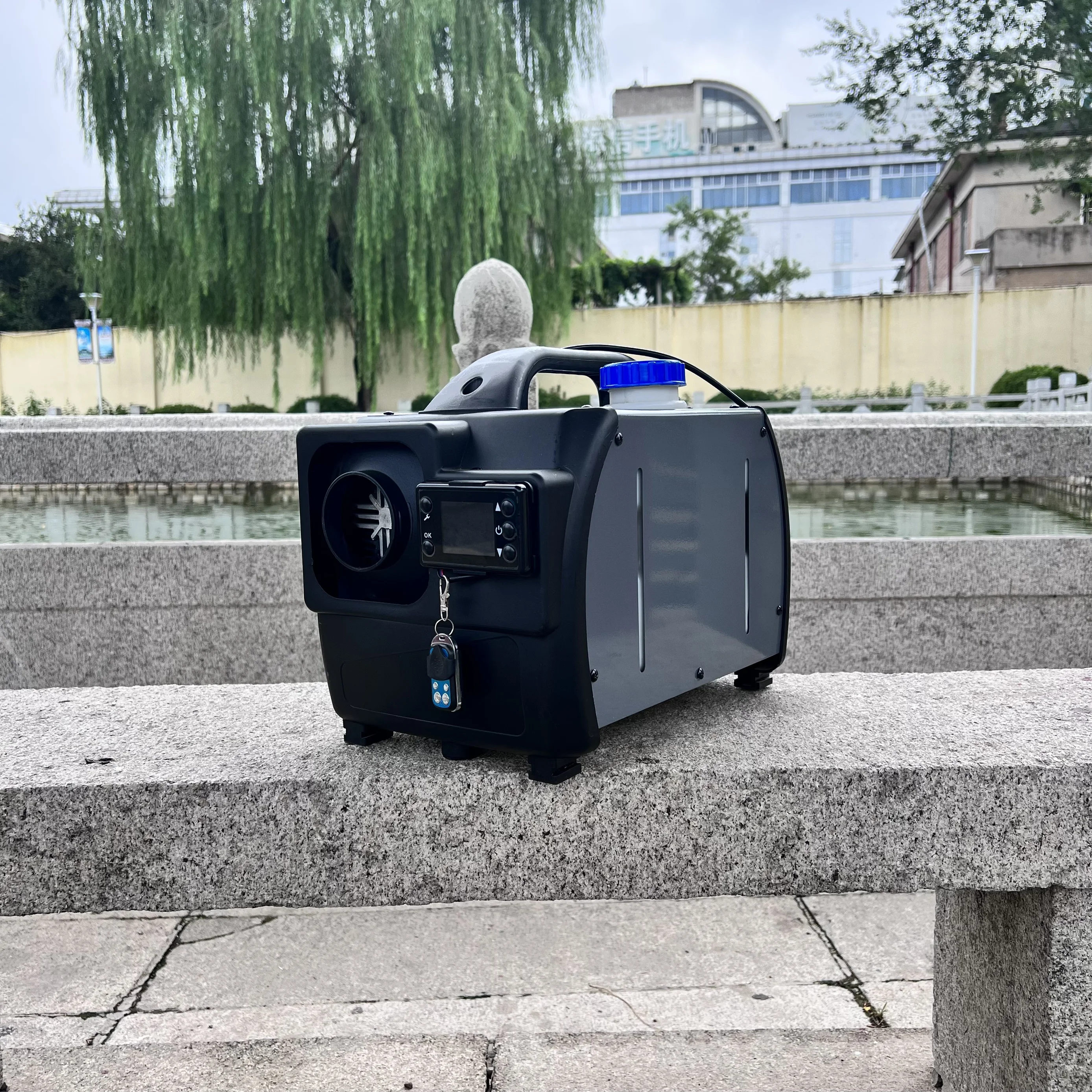 سخان ركن ديزل محمول جديد 2025 - سخان هواء متكامل 5 كيلو وات 12 فولت/24 فولت/220 فولت، تصميم رمادي شديد التحمل للشاحنات