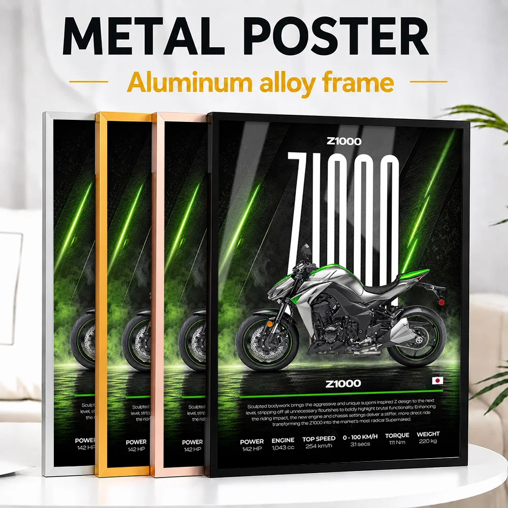 Japan Z1000 Motorcycle Framed Aluminum Metal Poster Customized Photo Bold Track Style Wall Art For Workshop Memorable Fan Gift