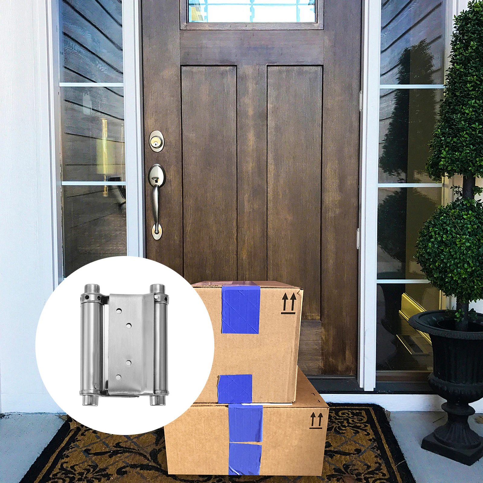 2 قطعة مفصلات من الفولاذ المقاوم للصدأ تصميم زنبركي مزدوج الحركة 90 درجة قابل للدوران لصالون مقهى منصة مشروبات الأبواب مفصل أرجوحة الباب #1