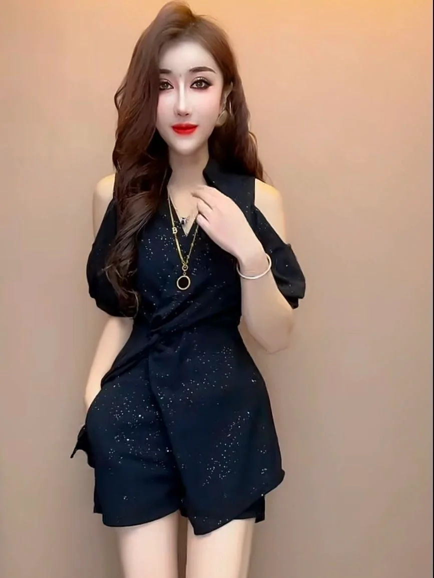 

Short Sets for Women 2 Pieces Black Summer Fashion Woman Shorts 2024 Outfit New Features of Matching Business Suit with Trends