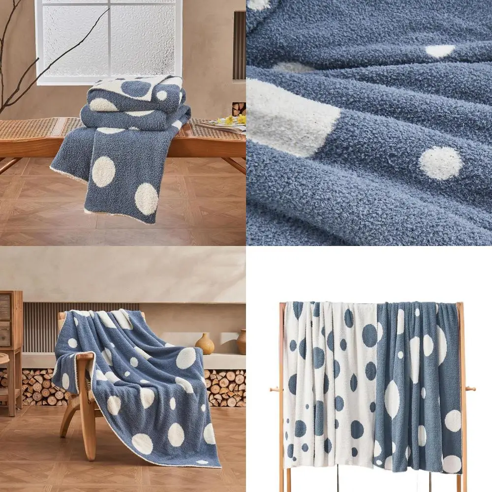 

Reversible Plush Fluffy Blue Throw Blanket, 60x80 inches, Cozy Soft for Couch or Sofa Bed