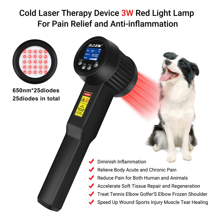 Cold Diode Laser Therapy for Broken Wrist Fractures Pain Relief Anti-inflammation 3W 650nm Continuouse & Pulse Two Working Modes