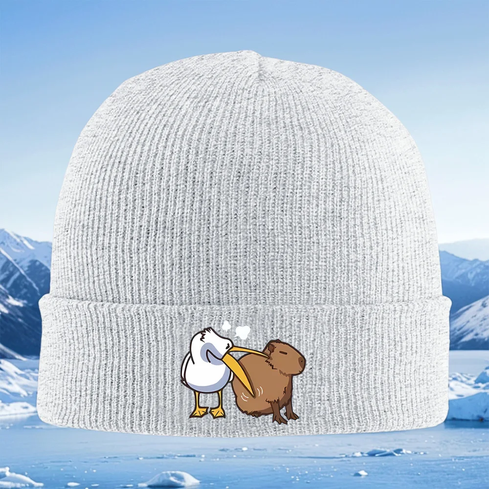 Bird is scratching body de capibara hombres mujeres Unisex gorro de punto gorro jersey invierno térmico cálido Navidad ciclismo
