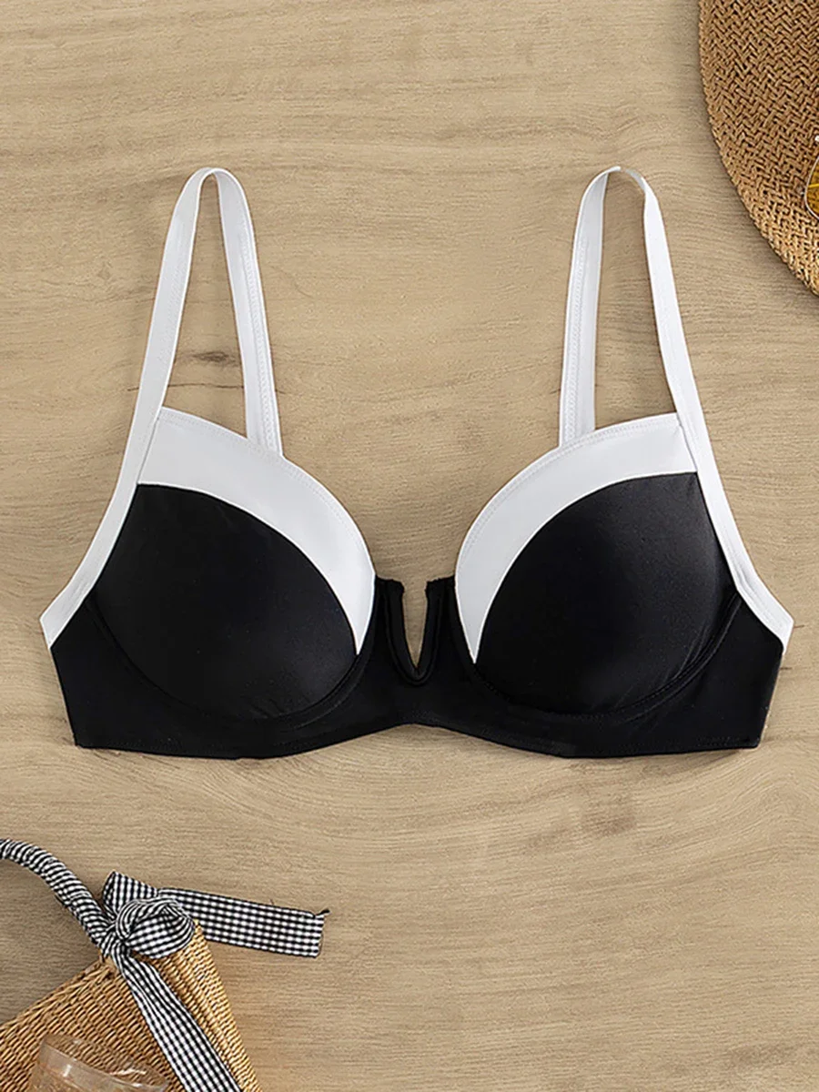 2024, бикини с пуш-ап и высокой талией, купальник блочного цвета, женские купальники, женские купальные костюмы, купальный костюм, пляжная одежда