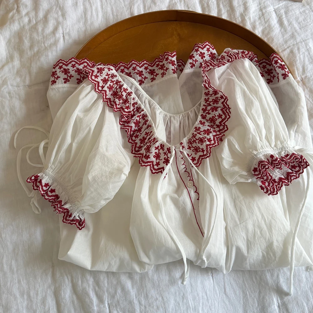 100% Baumwolle, französisches süßes Mädchen-Hauskleid und Nachthemd, niedlich und tragbar als Pyjama im Sommer.