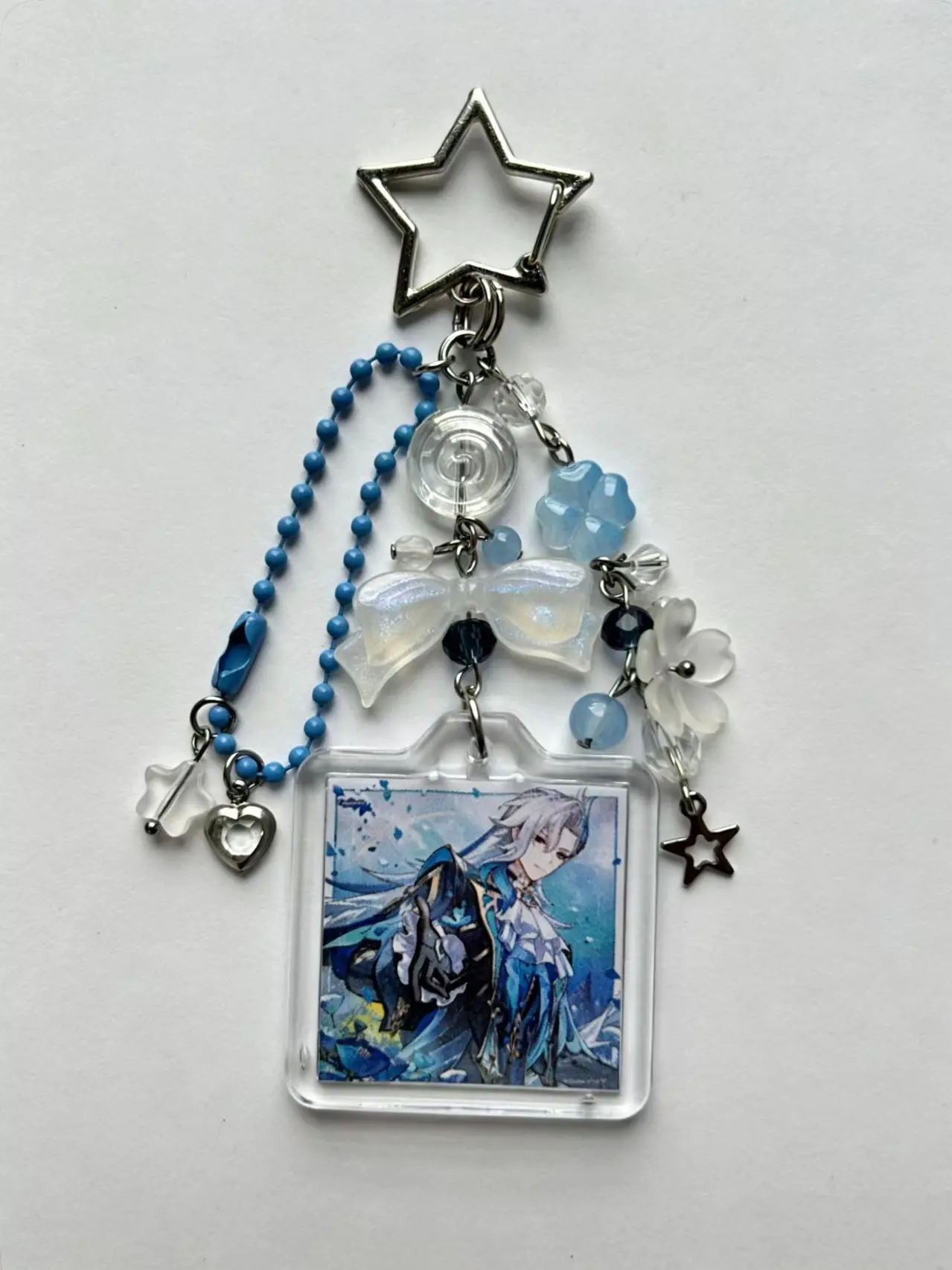 HSR 4 Characters Beaded Acrylic Keychain Black Swan Sparkle Robin Imbibitor Lunae Cute Bow Star Anime Bag Charm Otaku Gift