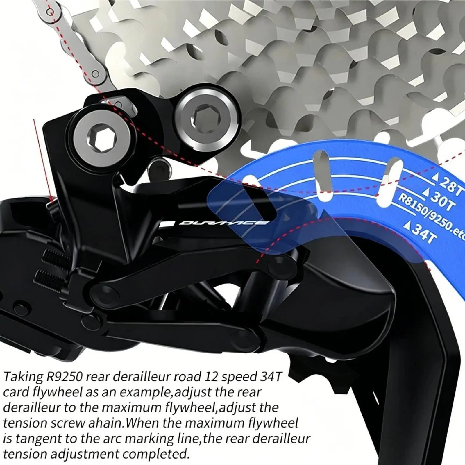 Rear Derailleur Adjuster Portable Gauge Tool Chain Tensioning Accessory for 12 Speed Electronic Road Bike