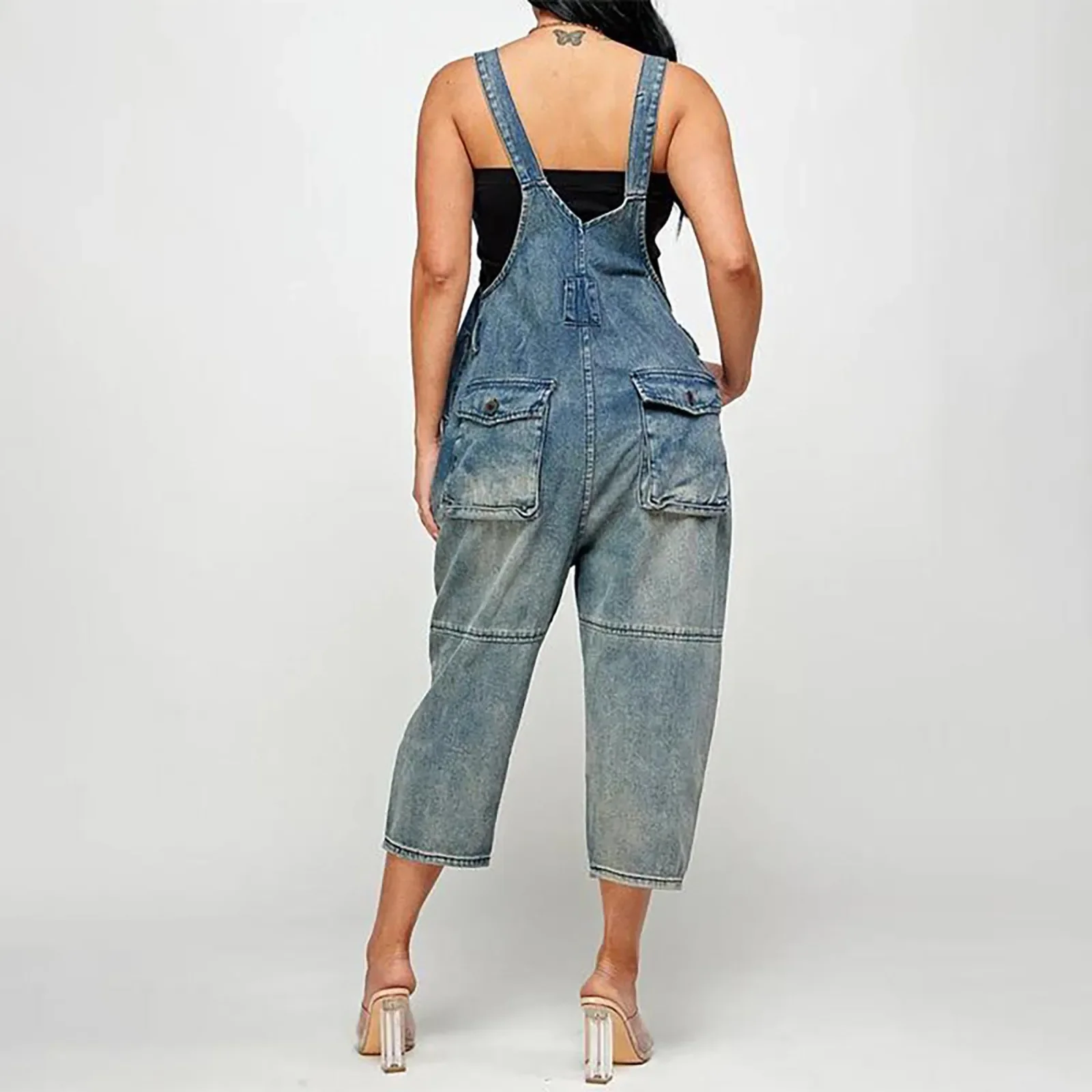 Rompers Women Summer Cozy Retro Sleeveless Denim Suspender With Pockets Buttons Korean Style Students Outfits Feminino College