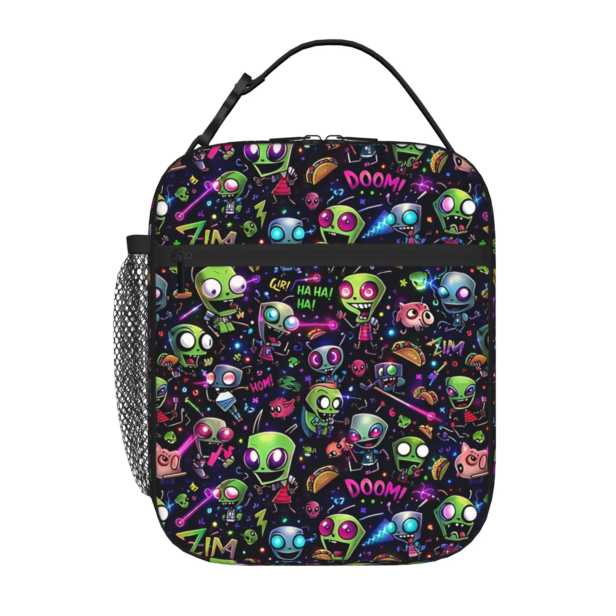 1 Piece Zipper Closure metal creature  Storage Bag Pocket Invader Zim School Lunch Food Box Reusable For Lunch Food Bag