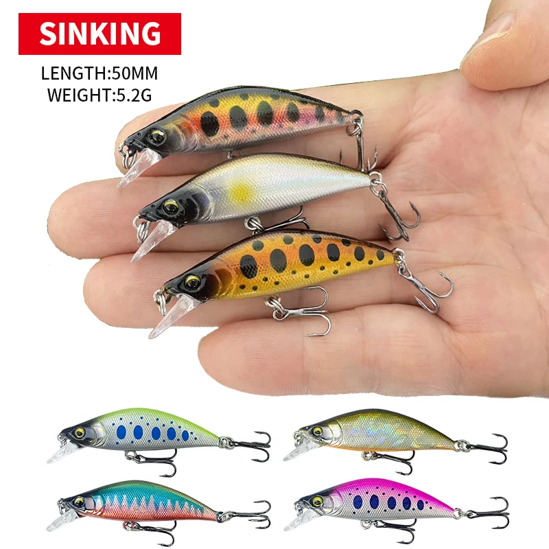 1Pcs 50mm 55mm Minnow Lure Sinking Fishing Freshwater Trout Pike Lure Japan Fishing Lure Pesca Artificial Hard Bait Minnow 9132