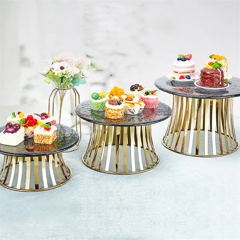 Stainless steel cake dessert tray Dessert table decorations Display stand Buffet wedding banquet tea break table Fruit platter