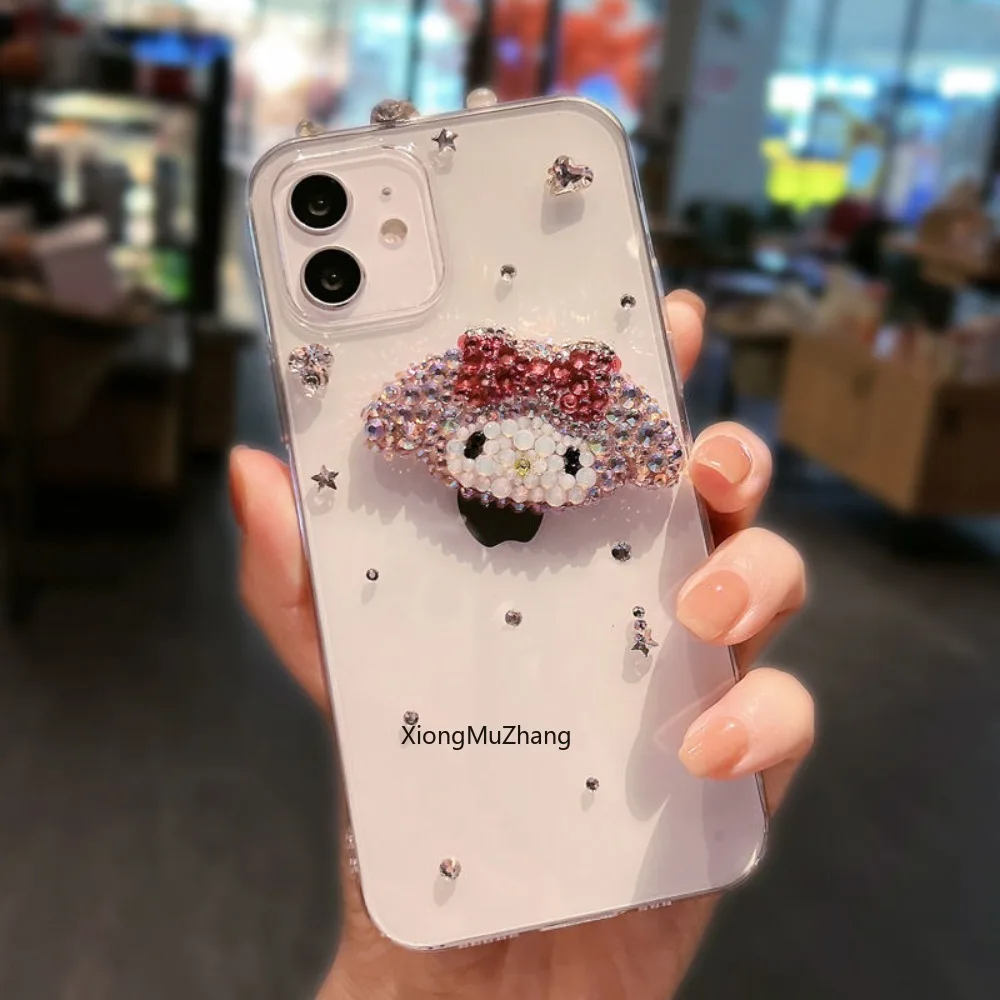 Anime Cartoon My Melody Diamant-Hülle für iPhone 16 Pro Max 15 Plus 13 14 Plus 17 Pro Max Strass Anti-Fall Kristallhülle für Mädchen – Detail 2