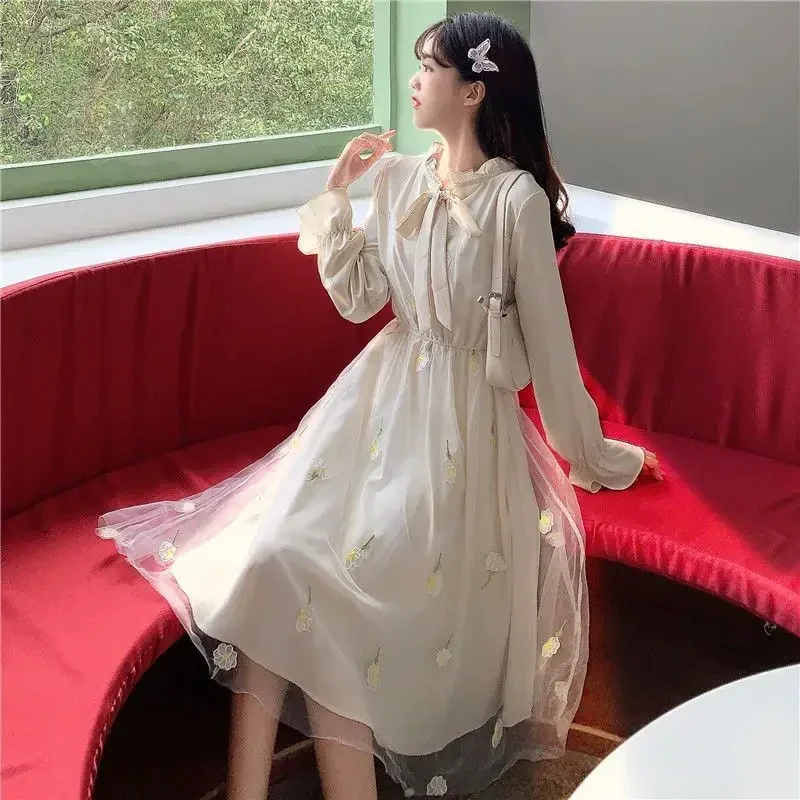 Mesh Chic and Elegant Pretty Woman Long Sleeve Dress Splicing On Sale Clearance Party 2025 Fashion One Pieces Dresses for Women