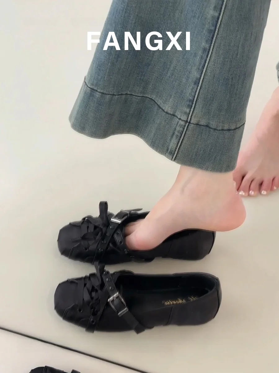 2026-new-knot-square-head-heightening-flat-bot-ballet-oes-women's-slip-on-casual-faion-single-oes