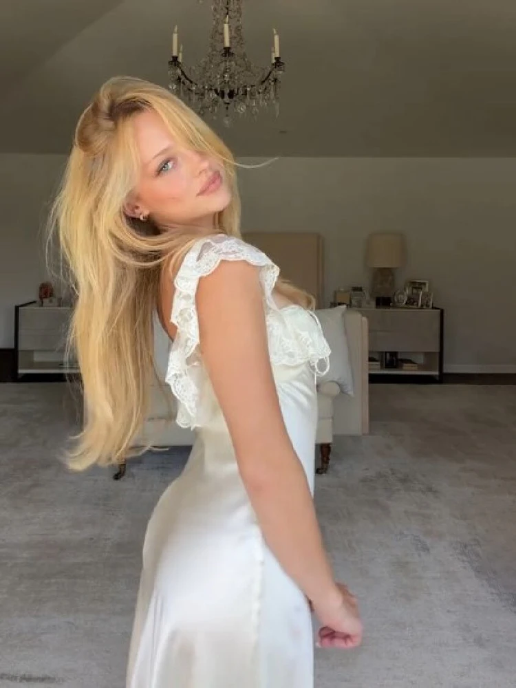 Damen Einfarbiges Langes Kleid mit Spitzenbesatz Schicker Quadratischer Ausschnitt Rückenreißverschluss Figurbetonte Maxi-Rock Elegantes Sommer-Party-Club-Urlaubs-Outfit – Detail 6