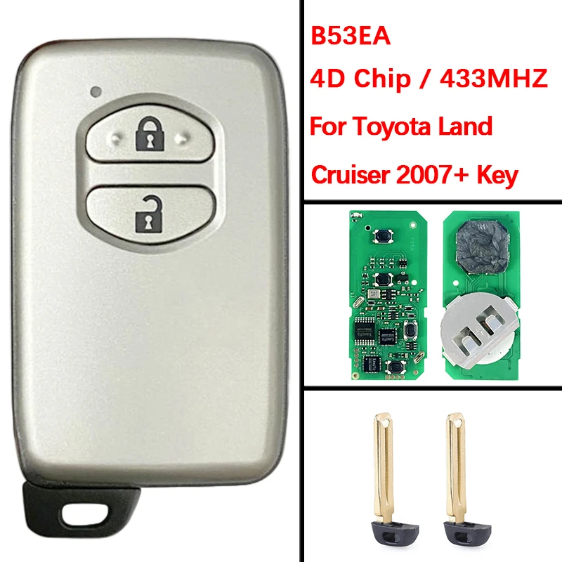 

CN007175 Смарт-ключ 2 кнопки FCC B53EA P1 98 чип 433 МГц 89904-60210 Go A433 без ключа для Toyota Land Cruiser 2007+