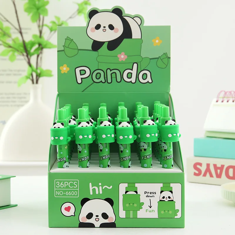 

36 Pcs Panda Fun Side Press Neutral Pen Black Soft Rubber Signature Primary School Stationery School Season Supplies