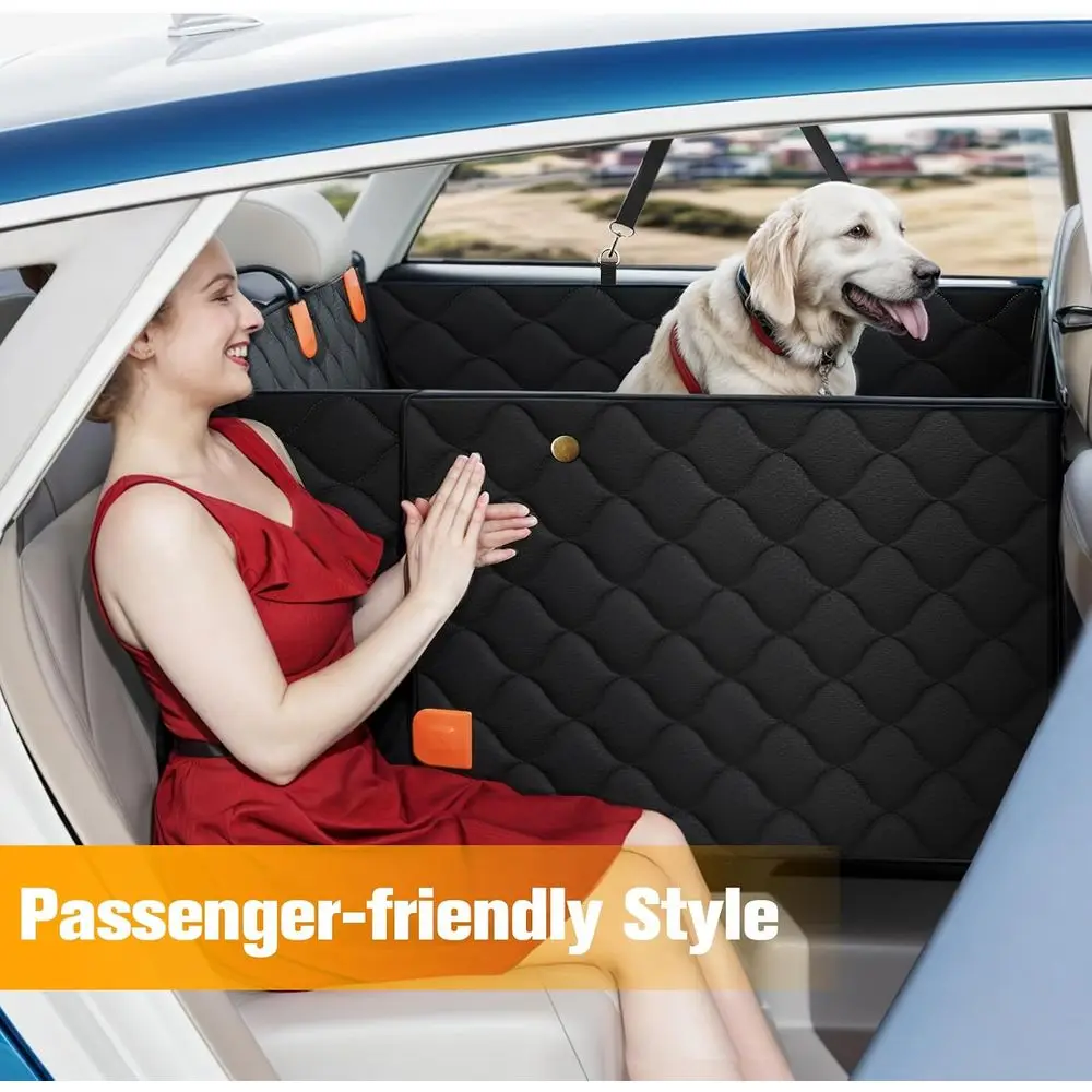 Durable 3-Panel Dog Seat Cover, Converts to Backseat Extender, Waterproof & Scratch-Resistant for Cars, Trucks, SUVs