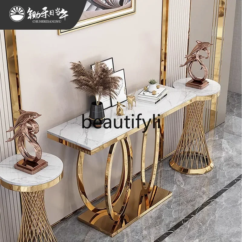 

D80 Italian minimalist entrance table, living room, modern light luxury wall decoration entrance table designer entry end view t