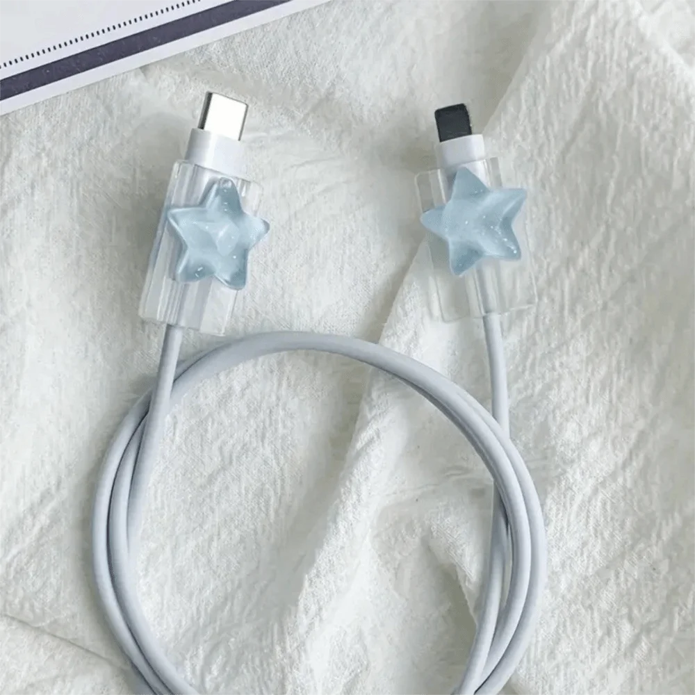 كوريا نمط ثلاثية الأبعاد المحيط نجوم حامي غطاء لطيف المحمولة الملحقات شحن غطاء الحبل لحماية شاحن أبل 18/20 واط #2