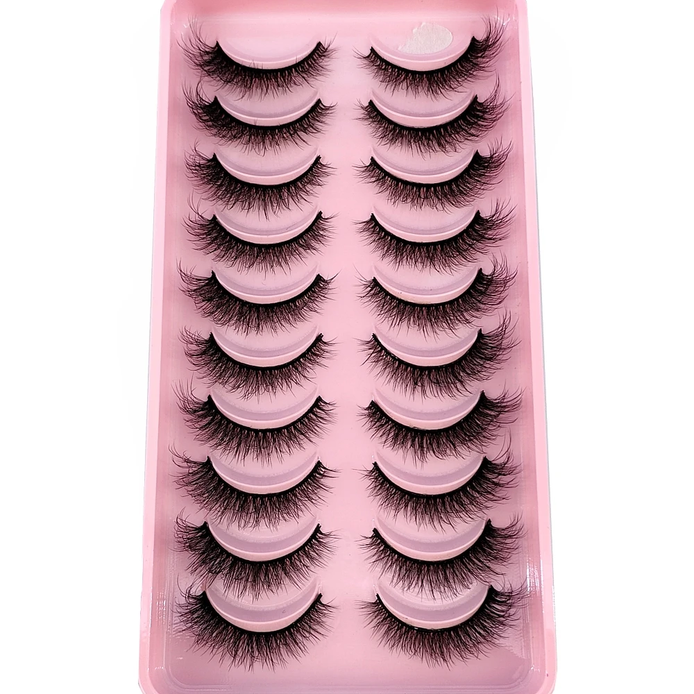 New 10 Pairs Eyelashes Makeup Soft Fluffy 3D Faux Mink False Eyelashes Natural Handmade Volume Mink Lashes Makeup Fake Lashes