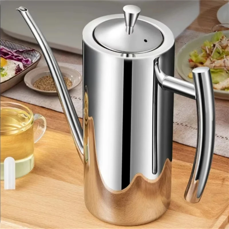 304 Stainless Steel Oil Pot Kitchen Oil Tank Sauce Vinegar Drip-Proof Dust-Proof Oil Storage Container To Store Kitchen Tools