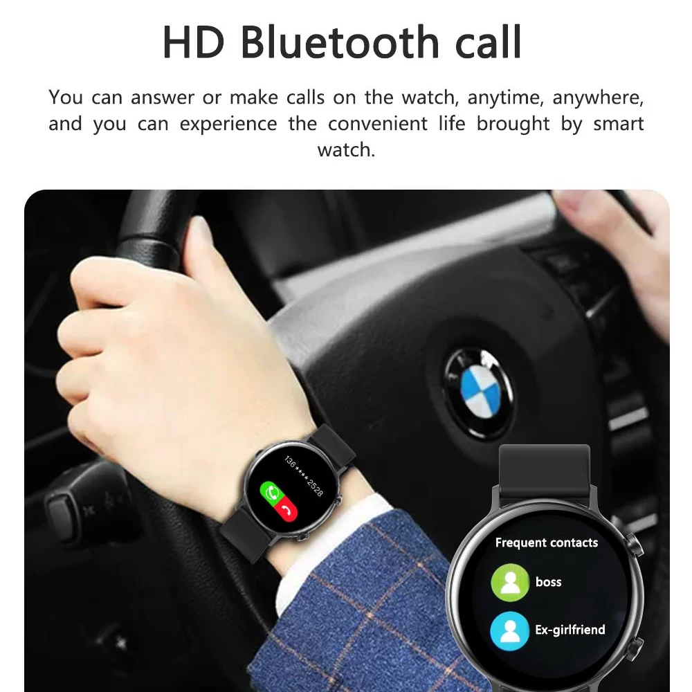 2024 New Women Smart Watches HD Blue Tooth Call Heart Rate Testing Sports Fitness Men Ultrathin Waterproof Smartwatch Music