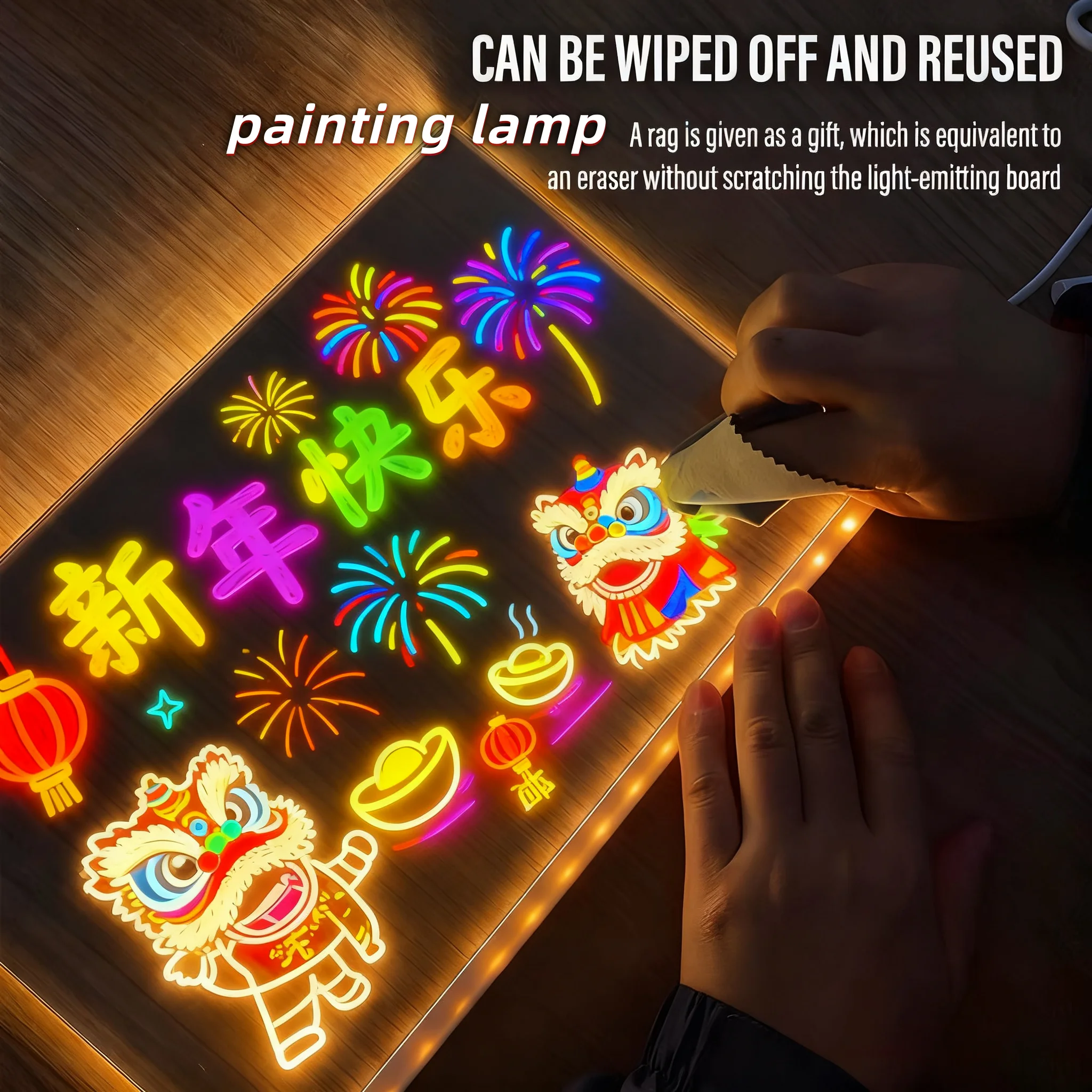 لوحة رسم مضيئة للأطفال لوحة جرافيتي بخط اليد لوحة فلورسنت أكريليك قابلة للمسح لوحة يدوية #2