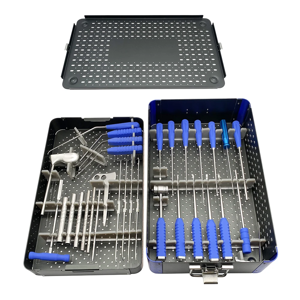 Spinal UBE Instruments Set Kit Unilateral Biportal Endoscopic Instrument with Sterilising Box Stainless Steel