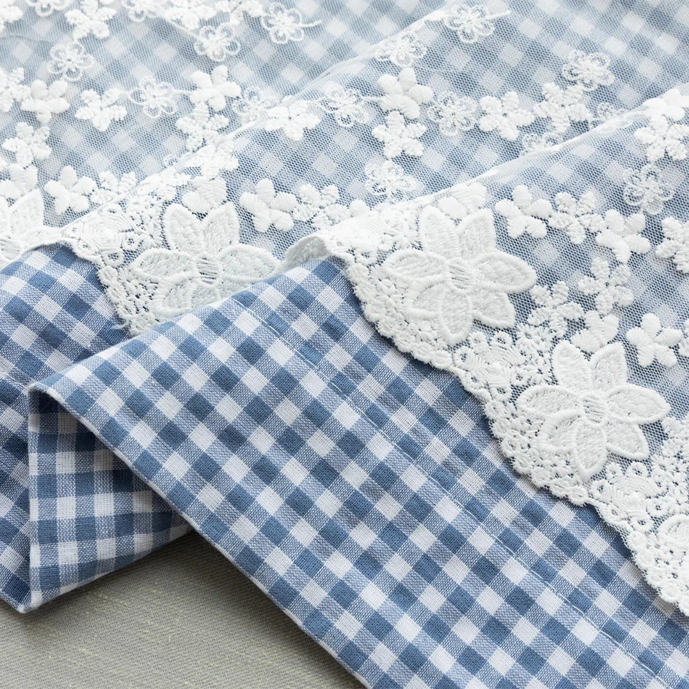 1 Piece, Pastoral Style Small Curtain, Short Curtain, Half Curtain Decoration, Plaid with Lace Tulle, Rod Pocket Installation, Suitable for Small