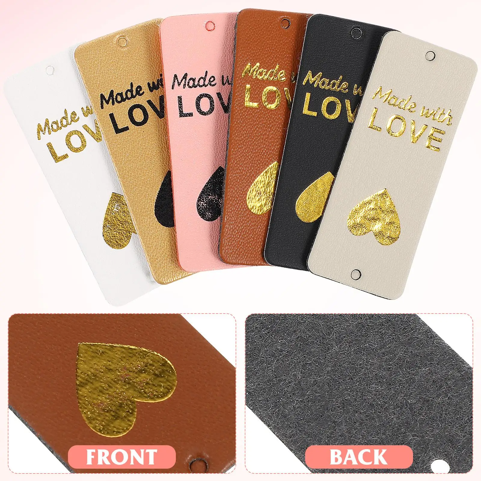 

100 Pcs Love Label Jeans Fabric Tags Made with for Crochet Handmade Rivets Clothing Clothes Blanket Labels Hat