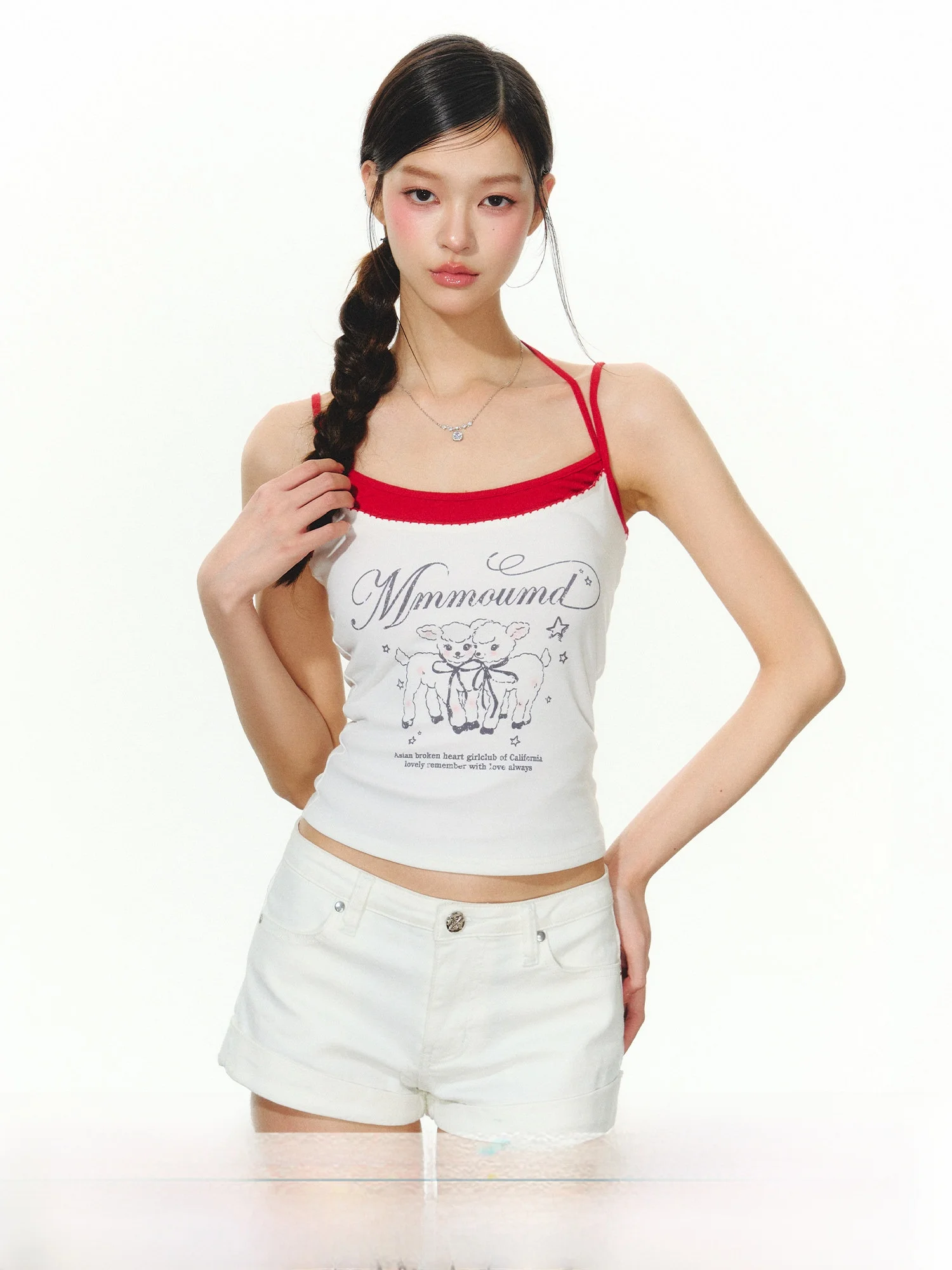 

American Retro Color Blo Strap Vest Women's Summer New Sle Streetwear Polyester Blend ort Length Animal Print Top